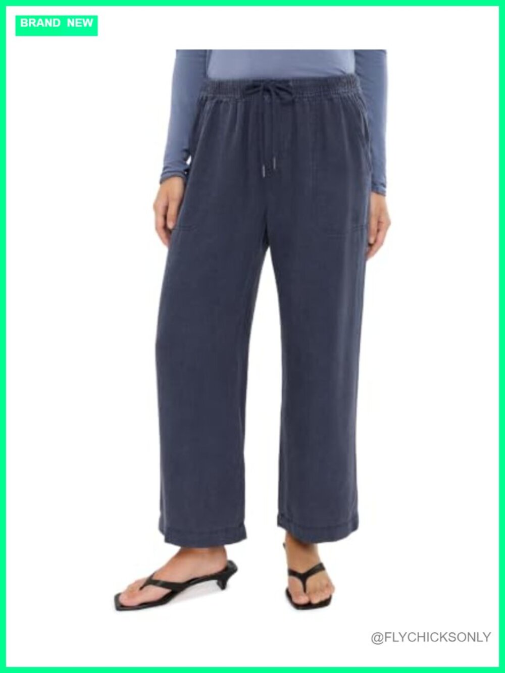 Splendid Angie Wide Leg Crop Pants High Rise Drawstring Casual